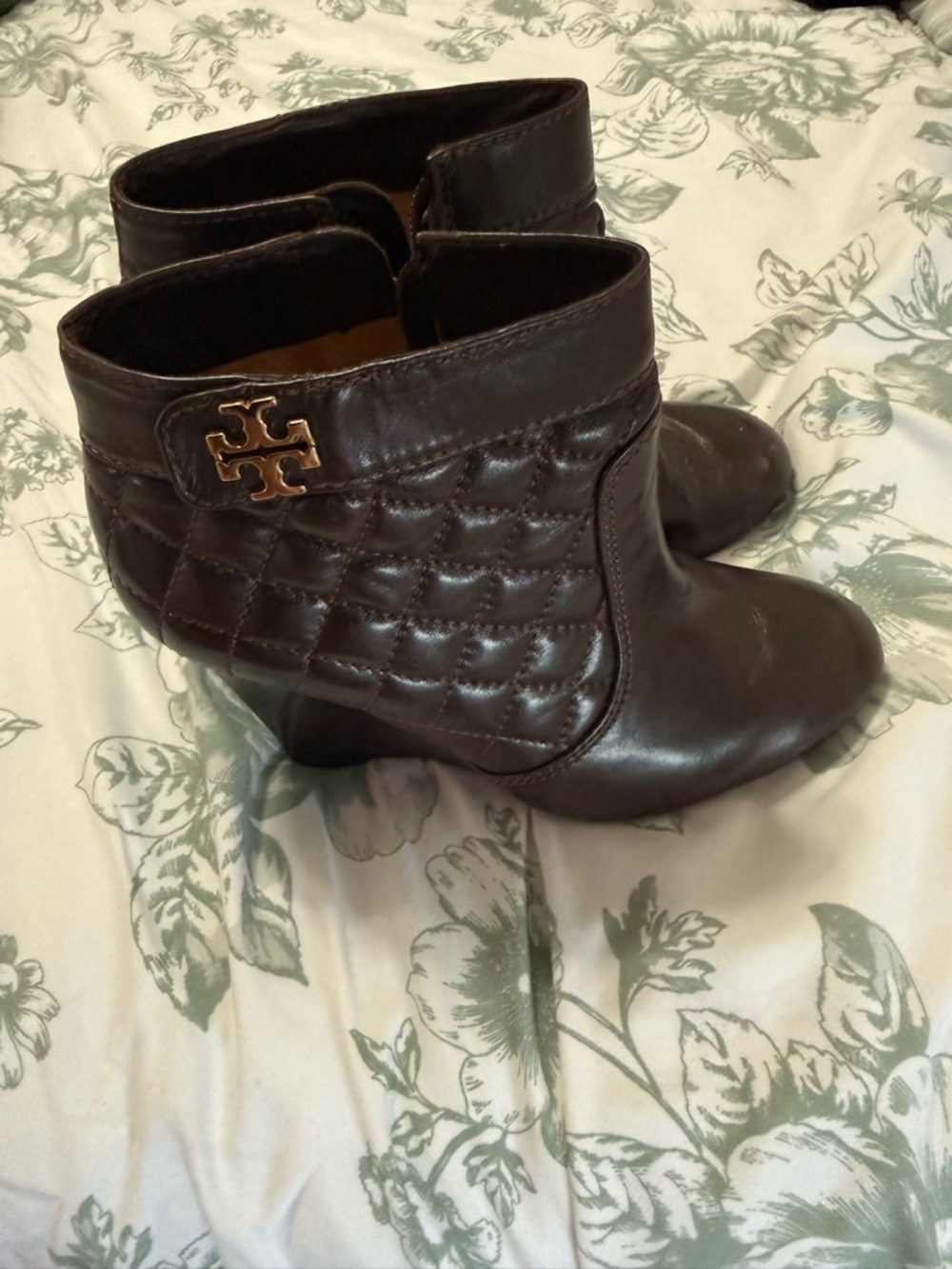 Tory Burch Brown Leather Ankle Booties - Picture 3 of 5